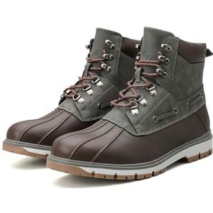 Leren gereedschapslaarzen for heren, modieuze hoge motorlaarzen met veters, antislip casual wandelschoenen for buiten (Color : Dark brown, Size : 42 EU)