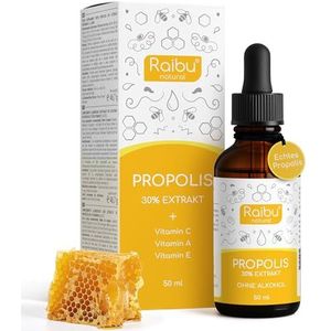 Propolis-druppels zonder alcohol – 30% propolisextract – Geschikt voor kinderen, volwassenen & huid – Met vitamine A, C & E – Grote 50 ml fles – Wateroplosbaar extract – Geproduceerd in Duitsland