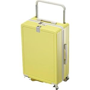 Lichte reisbagage, brede trolleykoffer, stille wielen, multifunctionele koffer, grote capaciteit, harde schaal, koffer, Citroen Geel, 24