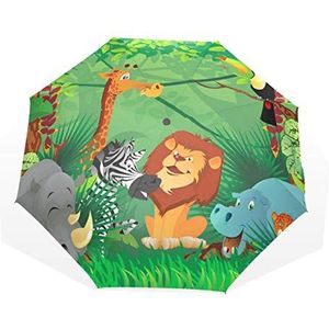 Rootti 3 Vouwen Lichtgewicht Paraplu Cartoon Dieren Print Een Knop Auto Open Sluiten Paraplu Outdoor Winddicht voor Kinderen Vrouwen en Mannen