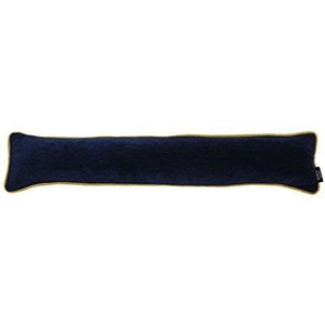 McAlister Textiles Alston Chenille | Eenvoudige tweekleurige tochtstopper met vulling 18 cm x 120 cm in marineblauw met okergeel | decoratieve windstopper voor ramen, deuren