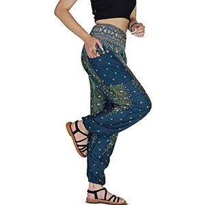 YOUR COZY Dames Harembroek Boho Genie Aladdin Gesmokte Taille Yoga Broek, Zeegroen1, XXL