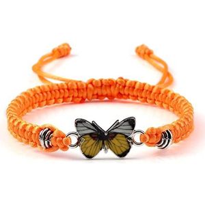 Vlinder Armband Voor Vrouwen Bohemian Gevlochten Armband Bangle Paar Vlinder Hand Sieraden Gift, Oranje-Geel