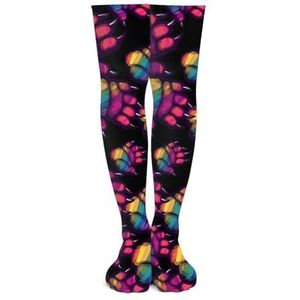 Bear Paw LGBT Regenboog Vlag Homo Knie Hoge Sokken Print Lange Kousen Tube Sokken Over De Knie Sokken Casual Strakke Hoge Kousen Boot 53cm