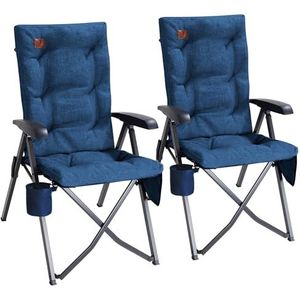 EVER ADVANCED Campingstoel, opvouwbaar, in 4 posities tot 150 kg, klapstoel, 6 cm dik, gevoerd met zijzak, drankhouder, tuinstoel, hoge rugleuning, visstoel voor camping, tuin, balkon