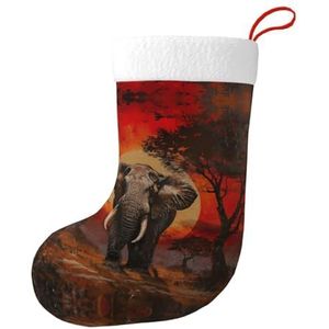 MGGAklp Olifant Zonsondergang Print Kerst Kousen Snoep Zakken Voor Familie Vakantie Party Kerstboom