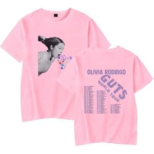 OR Guts World Tour T-shirt zangeres topalbum trendy top korte mouwen, T-shirt voor dames en heren, roze, S
