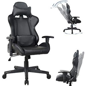 Bureaustoel gamestoel Thomas - racing gaming stijl stoel - ergonomisch - zwart design
