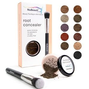 NuBeauti Hair Root Touch Up Powder - Donkerste Bruin - 11 natuurgetrouwe wortelconcealer-tinten - Langere houdbare, gemakkelijke haarlijnschaduw met schone ingrediënten - met borstel