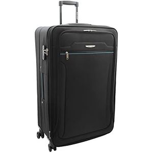 4 wielen koffers ultra lichtgewicht zachte bagage uitbreidbaar cijfer slot reizen zakken floaty, Zwart, Large Check-in Size, Koffer