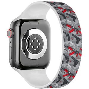 Solo Loop Band Compatibel met All Series Apple Watch 42/44/45/49mm (Militaire Terrorist Wapen Materiaal) Elastische Siliconen Band Strap Accessoire, Siliconen, Geen edelsteen