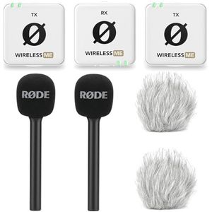 Rode Wireless ME Dual Microfoon Draadloos Systeem Wit + 2X Interview GO Handadapter + 2X Keepdrum Bont Windscherm