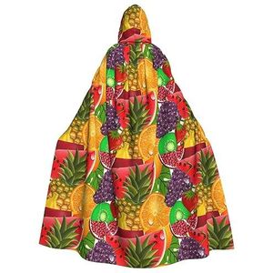 WURTON Verse Vruchten Ananas Volledige Lengte Carnaval Cape Met Hood, Unisex Cosplay Kostuums Mantel Voor Volwassenen 190cm