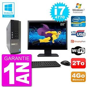 Dell PC 7020 SFF beeldscherm 22"" Intel i7-4770 RAM 4Go schijf 2To DVD-brander WiFi W7 (gereviseerd)