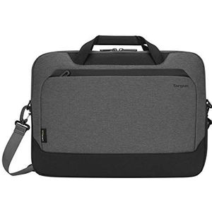 Targus Cypress Aktetas met EcoSmart voor zakenreiziger en school met 2-vakken, gewatteerde schouderriem, beschermende cassethoes past 15,6-inch laptop, lichtgrijs (TBT92602GL)