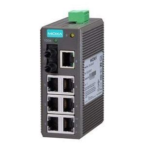 Unmanaged Ethernet switch with 6 10/100BaseT(X) ports, and 2 100BaseFX multi-mode ports with ST connectors, -10 to 60°C operating temperature