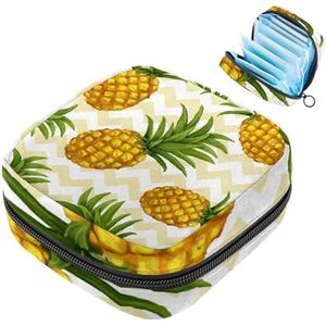 MUOOUM Fruit Ananas Patroon Maandverband Opbergtas Menstruatie Pad Tas Draagbare Menstruatie Cup Pouch met Rits voor Tiener Meisjes Vrouwen Dames