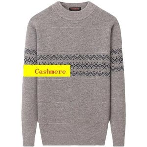Mannen Winter Verdikte 100% Solid Cashmere Bottom Sweater Ronde Hals Casual Trui, Licht Bloemen Grijs, M