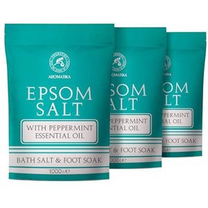 Badzout Epsom & Essentiële Pepermuntolie 3000g - Epsomzout met Pepermuntolie - Magnesiumsulfaat - Mineraalzout - Badtoevoeging voor Lichaamsverzorging - Aromatherapie - Ontspanning - Voetbad