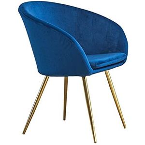 GEIRONV 40×46×80cm Woonkamer Hoekstoelen,voor Slaapkamer Keuken Balkon Studie Lounge Stoel Gouden Benen Eetkamerstoelen 1 Stuk Eetstoelen (Color : Blue, Size : 40x46x80cm)