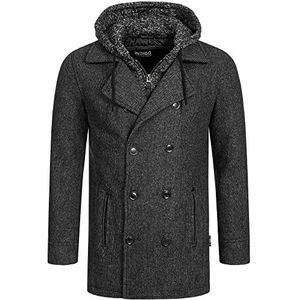 INDICODE Heren Cliff Coat | Korte jas met opstaande kraag Black Mix XL
