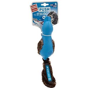 Gigwi Badeend hondenspeelgoed 'Push To Mute' stil en piepend speelgoed interactief met pluche staart - blauw