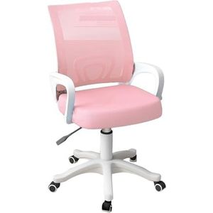 Ergonomische Bureaustoel, Ademende Computerstoel Van Mesh Met Opklapbare Armen En Verstelbare Hoogte, Geschikt For Kinderen Van 3-18 Jaar (Color : Pink)