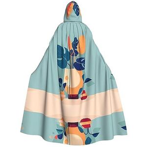 ZYVIA Blauw Oranje Turtleback Bamboe Halloween Volwassen Hooded Cape - Comfortabele Elastische Drapey Perfect Voor Halloween Cosplay Prom Party Comic Con Party Decoratie Cape