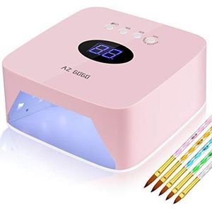 AZ GOGO Nageldroger, 72 W, led-uv-lamp voor gelnagels, professionele uv-nagellamp met 30/60/99 s timer, infraroodsensor, lcd-display, autosensor, geschikt voor alle gel, oplaadbaar en draagbaar
