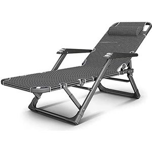 GEIRONV Garden verstelbare lounge stoel, met kussen hoofdsteun buiten gazon met zonnebodem ligstoel Zero Gravity vouwstrand achteroverliggende stoel Fauteuils (Color : Black)