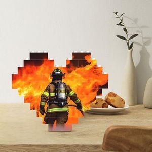 Bouwsteenpuzzel hartvormige bouwstenen brandweerman brandweerman vlampuzzels blokpuzzel voor volwassenen 3D micro bouwstenen voor huisdecoratie bakstenen set