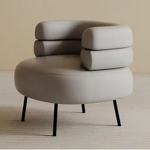 BEDOIN Minimalistische Luxe Crème Stof Enkele Sofa Stoel - Moderne Woonkamer Lounge Accent Lichtgrijs