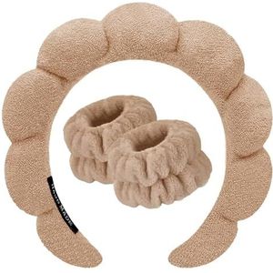 DRESHOW Spa Hoofdband voor Wassen Gezicht Polsband Pak Spons Zachte Badstof Make-up Huidverzorging Anti-slip Hoofdband voor Vrouwen