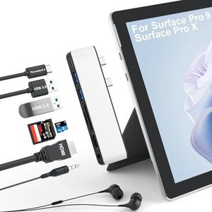 Surface Pro 9/Pro 11 Hub Docking Station, 7-in-1 Triple Display Surface Pro 9 Accessoires met 4K HDMI+8K videodisplay USB-C Thunerbolt 4 (40G Data+100W Charge), 3,5 mm Audio voor Surface Pro 9/10/11
