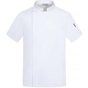 Heren Dames Unisex Keuken Chef-kok Jas Korte Mouw Uniform Restaurantchef Werkbladen Zomer Koksbuis (Color : White, Size : XXL)
