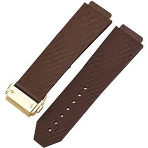 Bekijk armband compatibel met Hublot Big Bang Classic Fusion Vouwen gesp siliconen rubberen horlogeband horloge accessoires horlogeband ketting (Color : Brown-Gold Clasp, Size : 23mm)