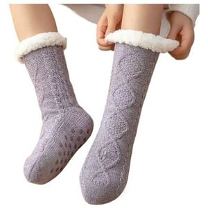 UYFRD Verdikte Winter Geweven Thermische Kasjmier Sokken Vloer Sokken Vrouwen Tapijt Thuis Plus Fluwelen Slaap Sokken Slippers Beenhoes, Blauw, One size