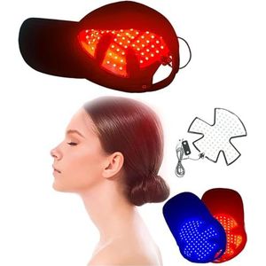 Wangdaqi Rood licht haargroei behandeling cap, 90LED kralen rood en blauw licht haar snelle hergroei cap voor mannen en vrouwen haaruitval, met 15-30 minuten timer