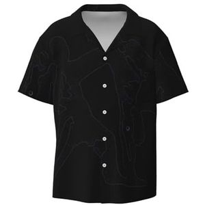 OdDdot Taekwondo Martial Arts Print Heren Button Down Shirt Korte Mouw Casual Shirt voor Mannen Zomer Business Casual Jurk Shirt, Zwart, S