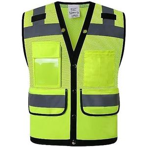 Veiligheidsvest Voor Fietsers Reflecterend Veiligheidsvest Met Hoge Zichtbaarheid Met Zakken Werkvest Zomer Heren Opvallend Vest Voor Donkere Uren(Grün,XXL)