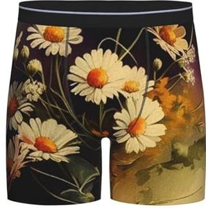GRatka Boxer slips, heren onderbroek Boxer Shorts been Boxer Slips grappig nieuwigheid ondergoed, madeliefjes vintage aquarel schilderij, zoals afgebeeld, XL