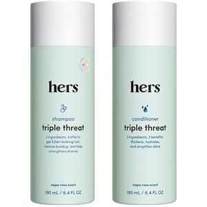 HERS Triple Threat Shampoo & Conditioner Set voor vrouwen, verdikkend, hydraterend en vermindert haaruitval