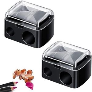 2 stuks schoonheidspotloodslijper, oogslijper, geschikt voor eyeliner, wenkbrauwstift, gemakkelijk te dragen (zwart)