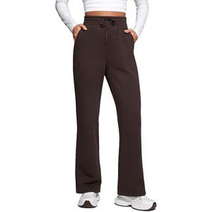 CRZ YOGA Katoen Fleece Gevoerde Sweatpants Vrouwen Rechte Leg Casual Lounge Sweatbroek voor Vrouwen Hot Fudge Bruin S