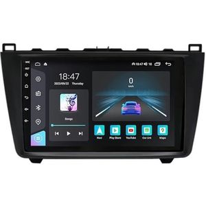 Android 14 autoradio voor Mazda 6 Ⅱ GH 2007-2012 Carplay Wireless Android Auto,Dubbel Din autoradio 9 Inch met Navigatie Bluetooth WiFi GPS HiFi RDS/FM+AHD achteruitrijcamera/DVR(A2 2G+32G)