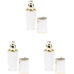 3 Set van Lege Hervulbare Acryl Pomp Druk Fles Container Jar voor Lotion 30ml, Goud+Wit