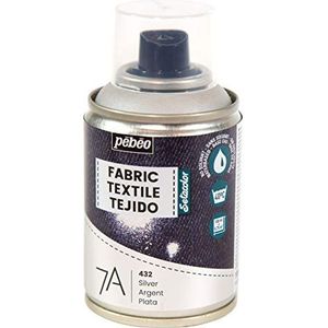 Pébéo textielverf spray voor textiel 7A spray - natuurlijke en synthetische stoffen - op waterbasis - oplosmiddelvrij - wasmachinebestendig - sproeikleur voor textielontwerp - zilver