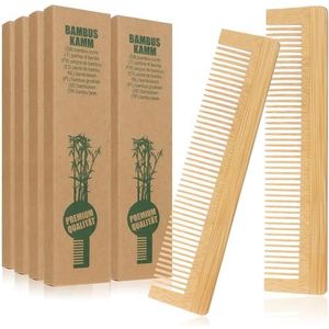 COM-FOUR® 10x bamboe haarkam - houten kam - fijngetande kapperskam - handige en robuuste zakkam - 13,5 cm (10 stuks - naturel bruin)