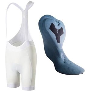 Fietsbroek voor heren, bib shorts, wit, fietskleding, 7 uur rijden, gewatteerd, racen, MTB, fietssoirs, shorts, ademende fietsbroek voor heren (wit, Azië XL (EU L))
