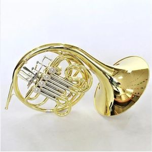 Professionele Franse Hoorn Dubbel Hoorninstrument Met 4 Toetsen, Professionele Messing Goudlak Franse Hoorn Met Koffer